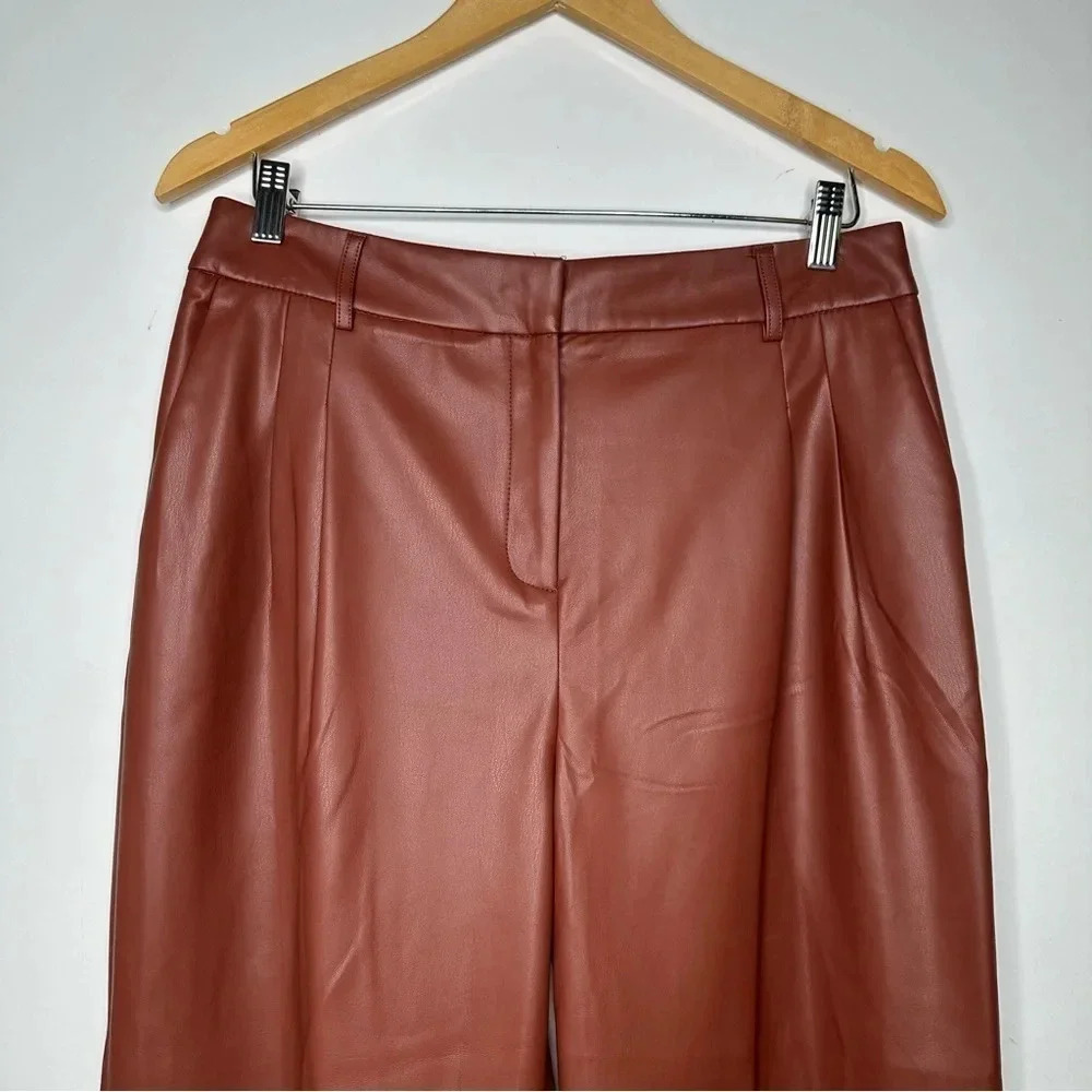 House Of Harlow 1960 NEW! Brown Faux Leather Pants Size 10 - Picture 2 of 8